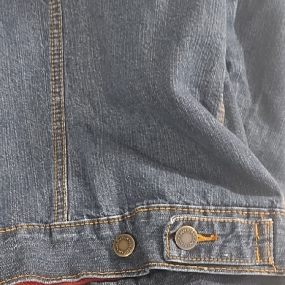 Wrangler Flannel Lined Denim Jean Jacket Barn Coat Corduroy Collar 4 Pockets - Picture 3 of 12